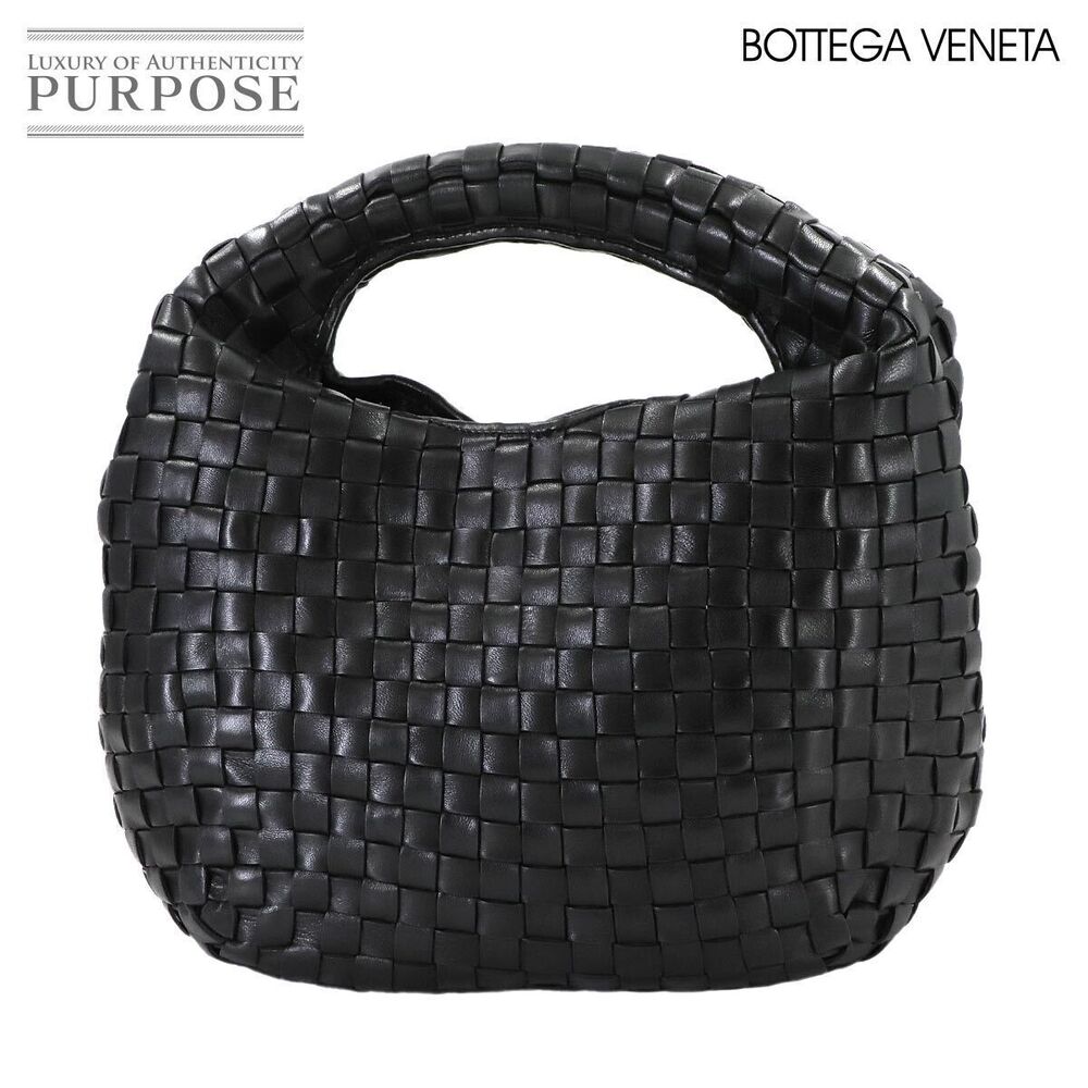 Bottega Veneta Intrecciato Hobo Handbag Leather Black